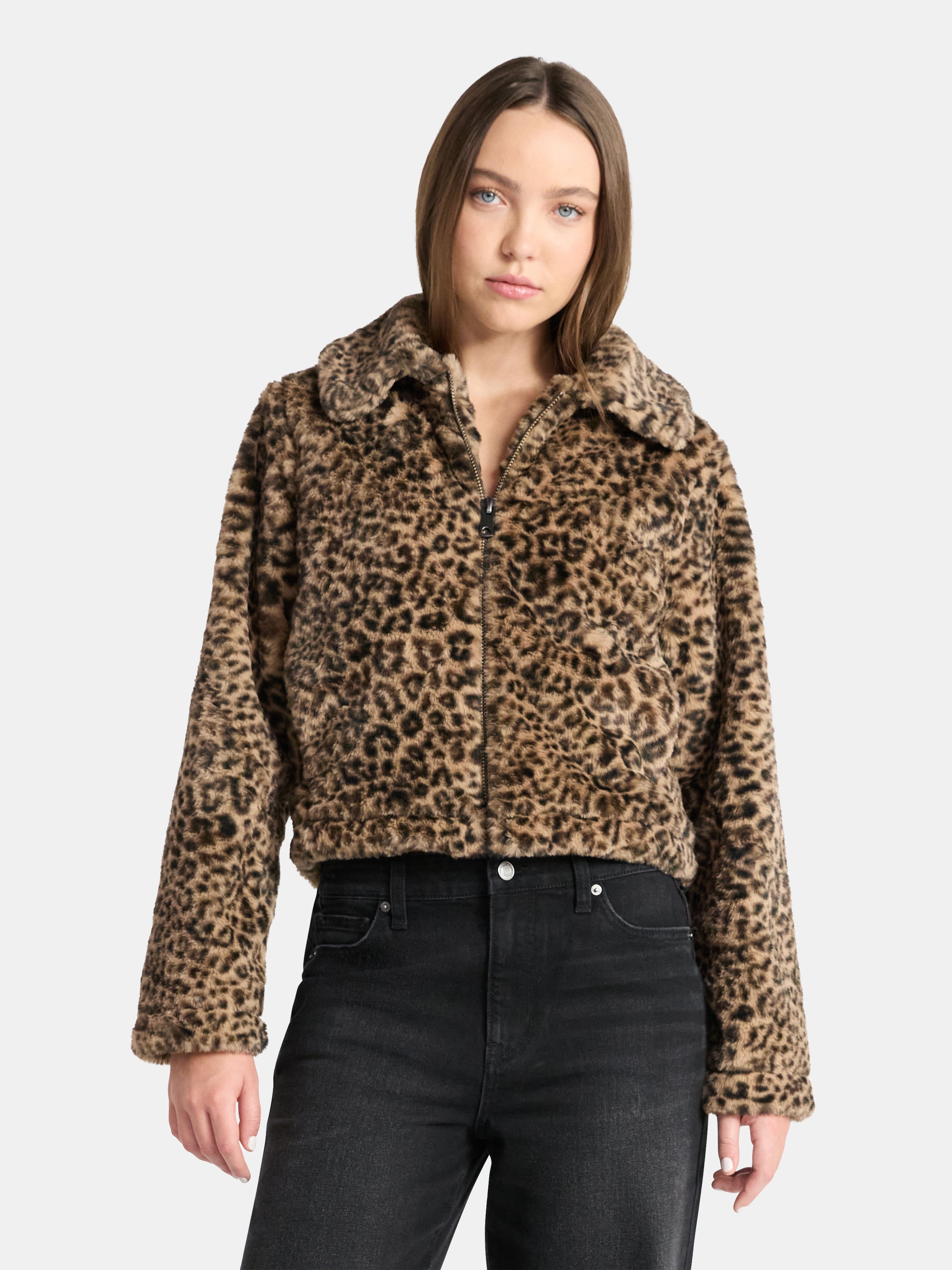 No Boundaries Faux Fur Jacket, Women's