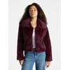 No Boundaries Faux Fur Coat, Women's and Plus