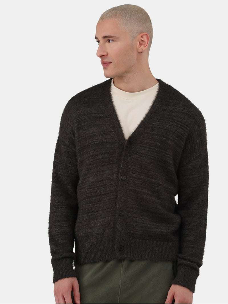No Boundaries Men's Fuzzy Cardigan Sweater, Sizes XS-3XL - Walmart.com