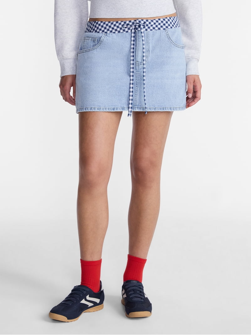 wonnyribbon blue denim skirt デニムスカート No Boundaries Game Day Denim Skirt, Women's XXS-XXL - Walmart.com