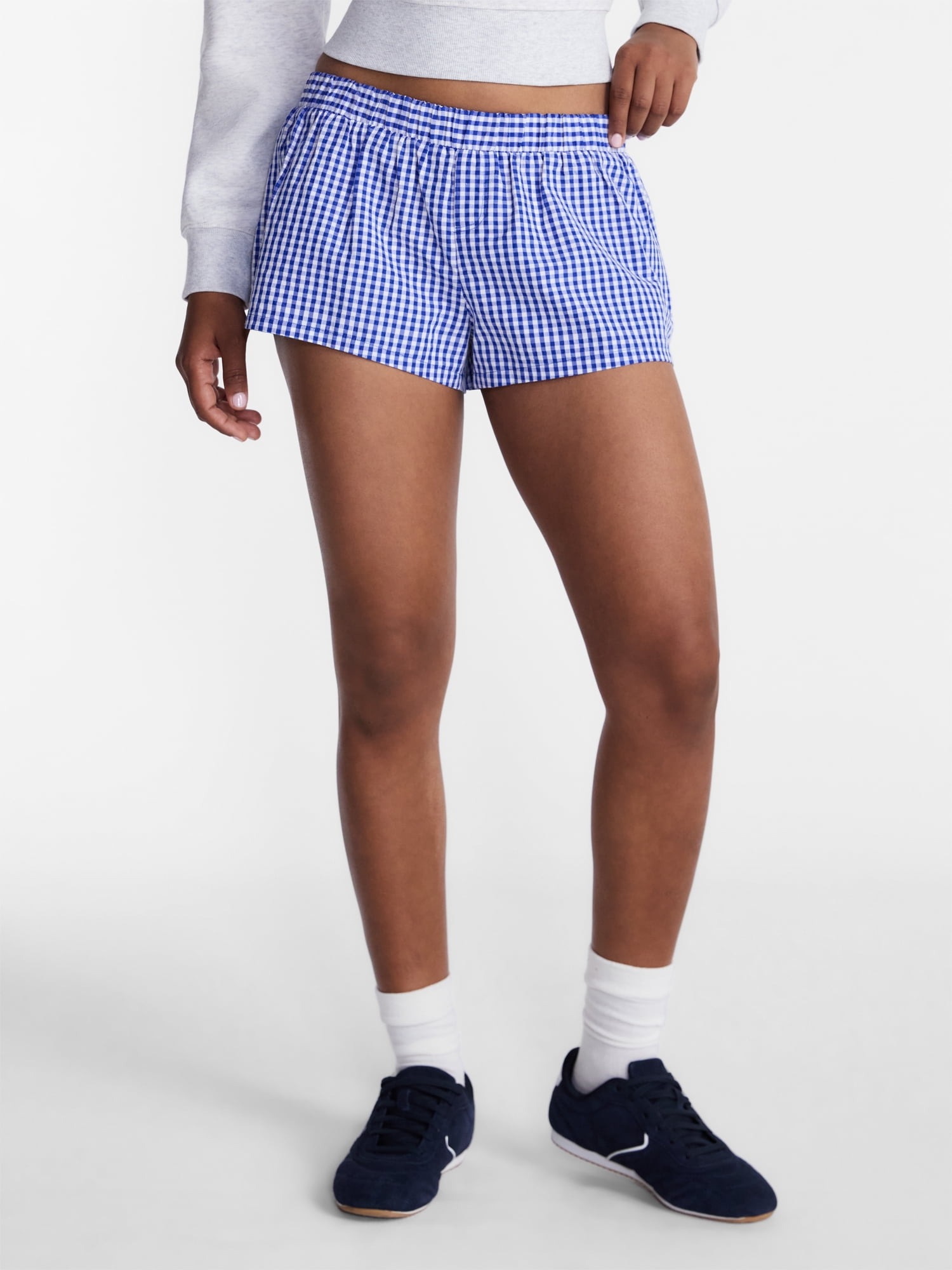 No Boundaries Game Day Gingham Shorts, 2'' Inseam, Women's XXS-XXL
