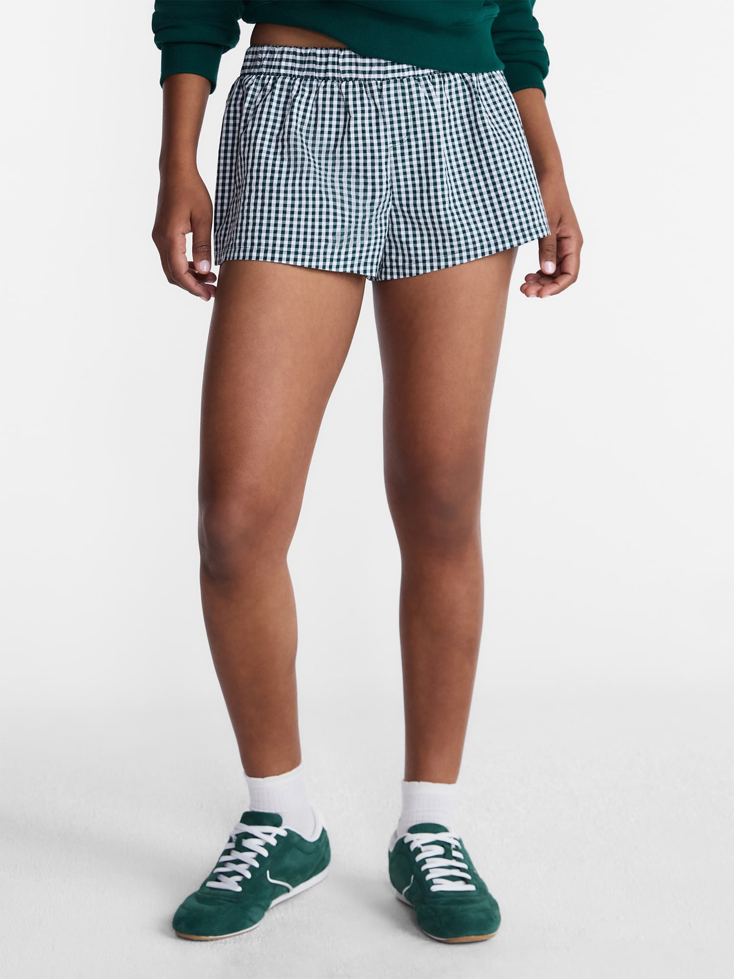 No Boundaries Game Day Gingham Shorts, 2'' Inseam, Women's XXS-XXL
