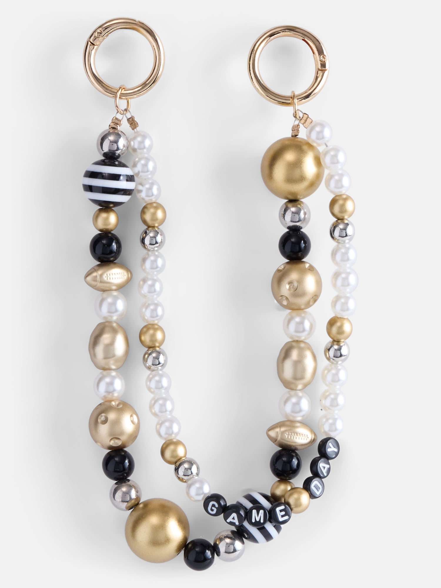 No Boundaries Women’s Game Day Beaded Swag Charm, Black & Gold