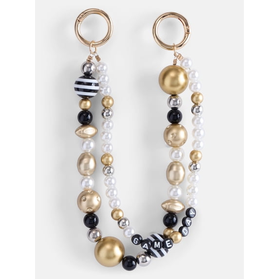 No Boundaries Women’s Game Day Beaded Swag Charm, Black & Gold