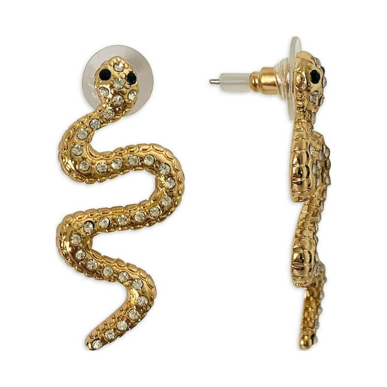 Gold snake dangle earrings sale