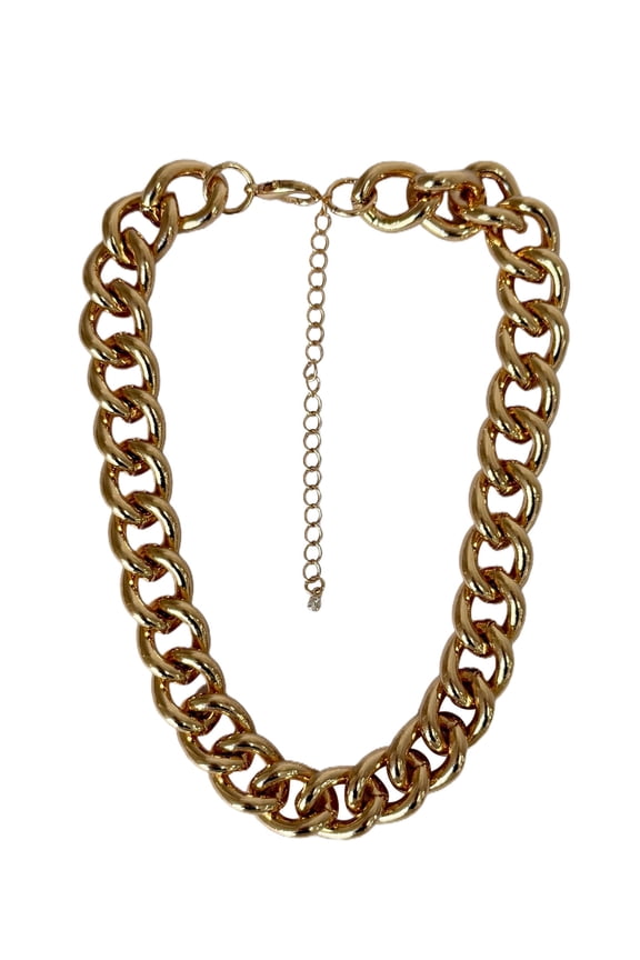 Gold Plated Chunky Metal Heart Necklace for Female Adults and Teens