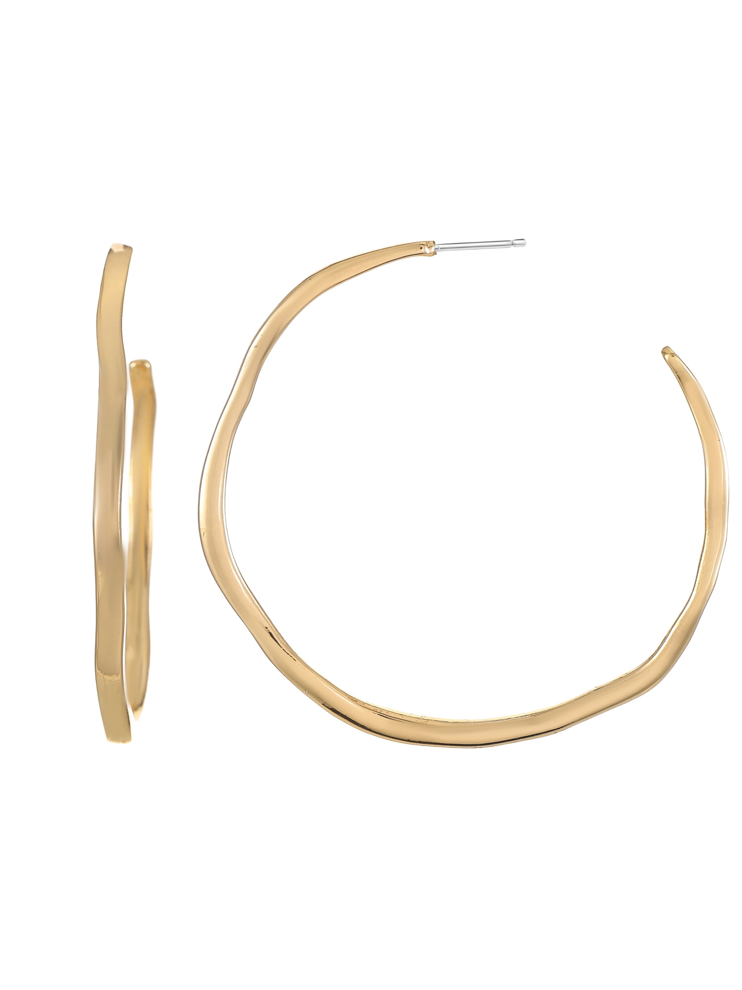 No Boundaries Statement Hoop Earrings, Gold Tone