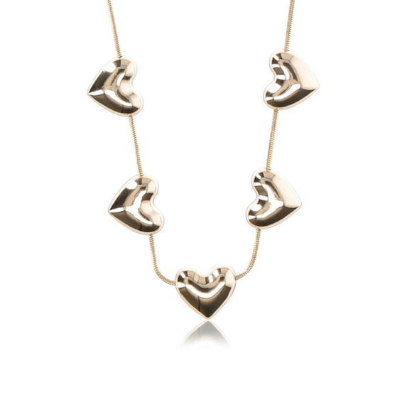 No Boundaries Gold-Tone Bubble Heart Station Necklace, Women’s