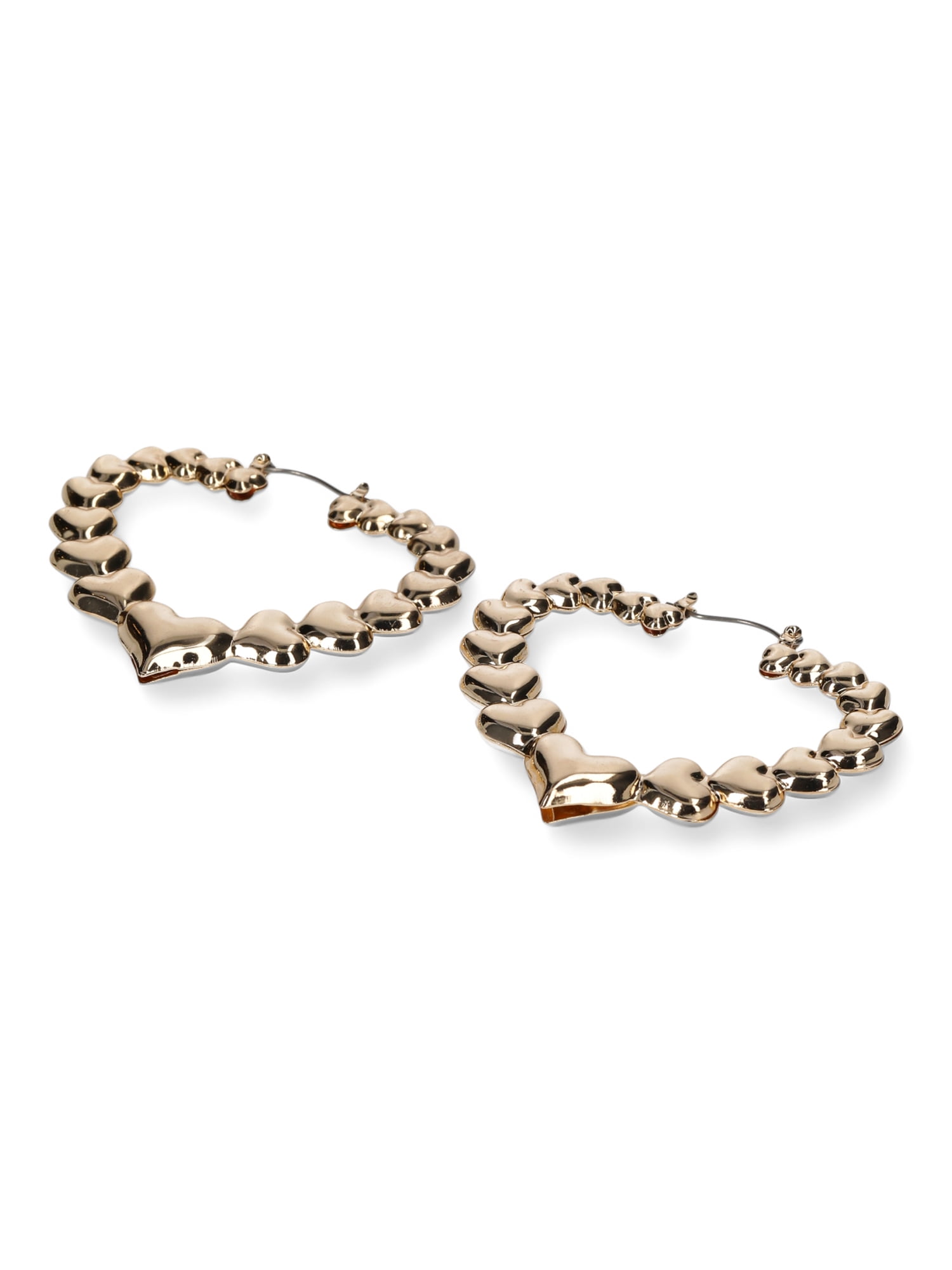 No Boundaries Gold Tone Heart Hoop Earrings, Women’s