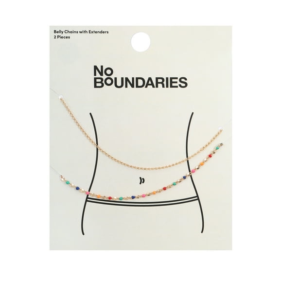 No Boundaries Goldtone Belly Chain Set, Multicolored Beads, 2 Pieces