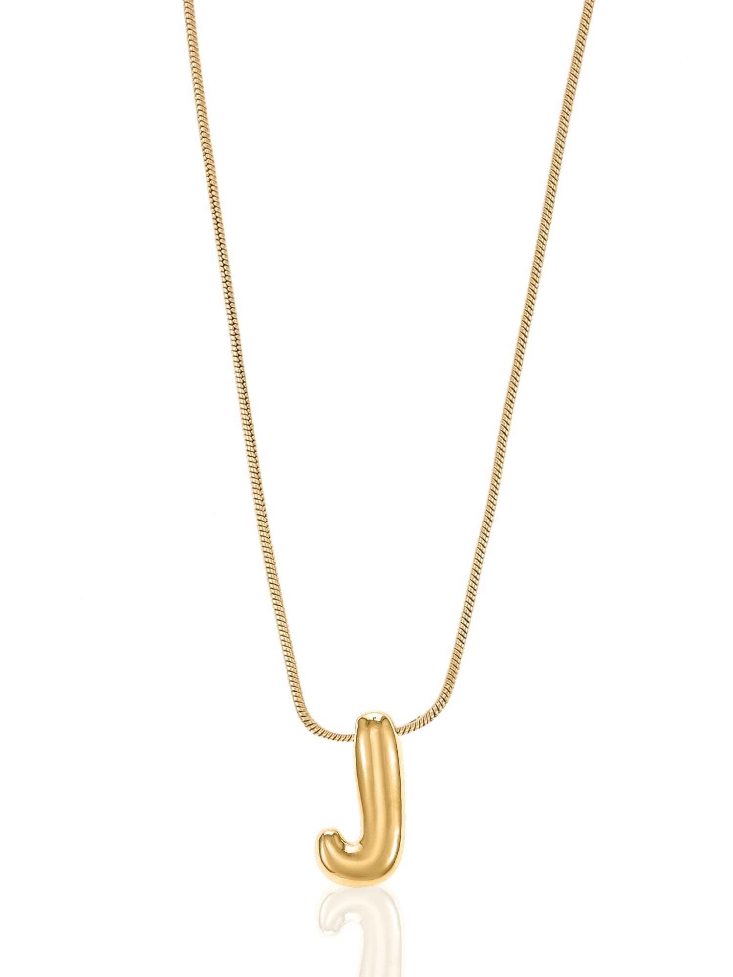 No Boundaries Goldtone Initial Bubble Letter Necklace, 1 Piece, Letter J