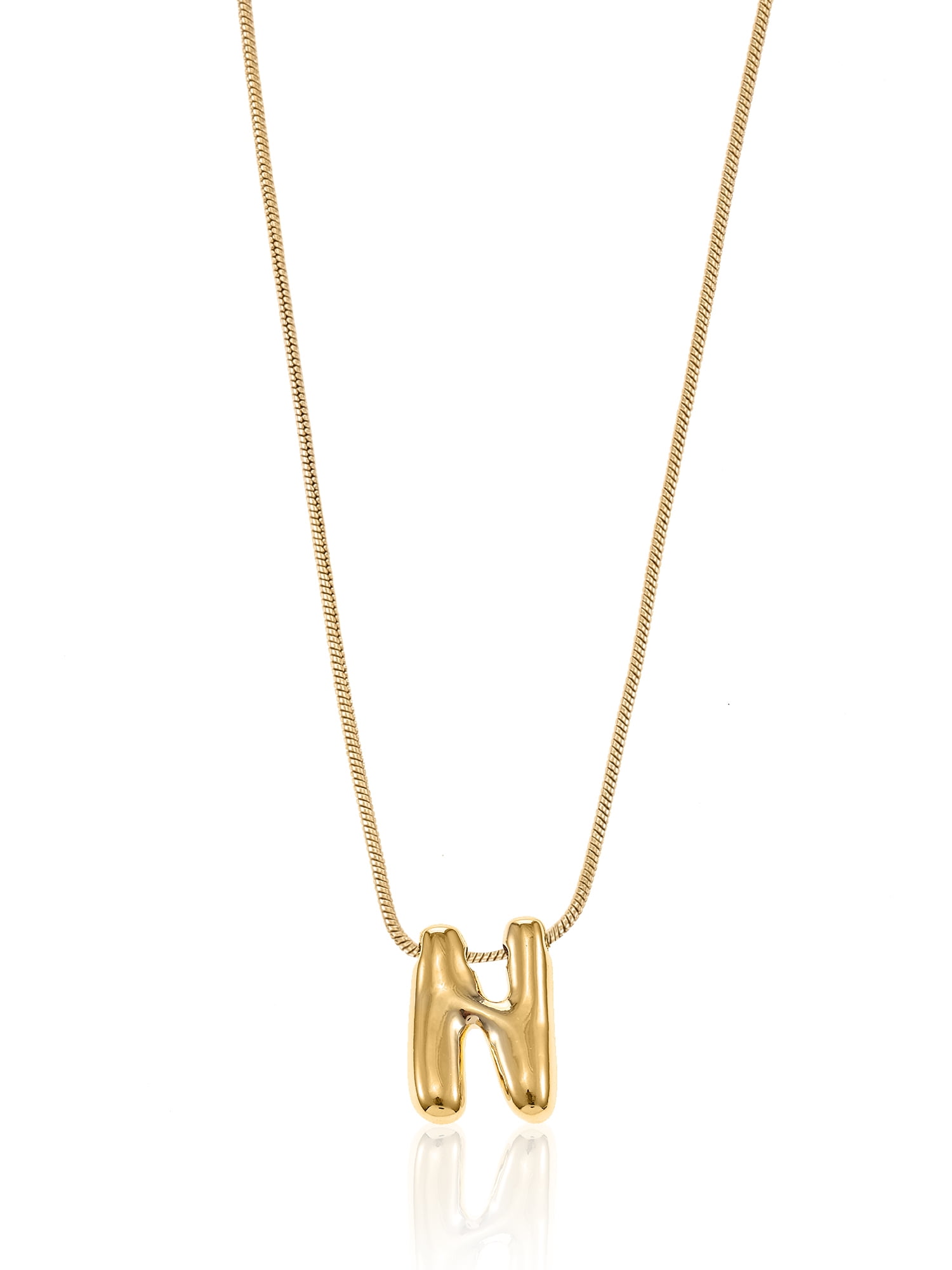 No Boundaries Goldtone Initial Bubble Letter Necklace, 1 Piece, Letter N