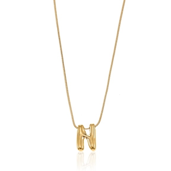 No Boundaries Goldtone Initial Bubble Letter Necklace, 1 Piece, Letter N
