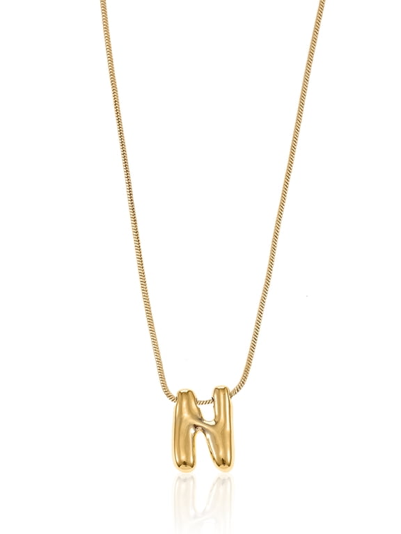 Goldtone Initial Bubble Letter Necklace, 1 Piece, Letter N
