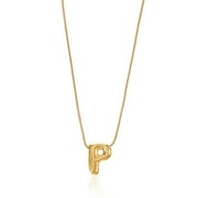 No Boundaries Goldtone Initial Bubble Letter Necklace, 1 Piece, Letter P