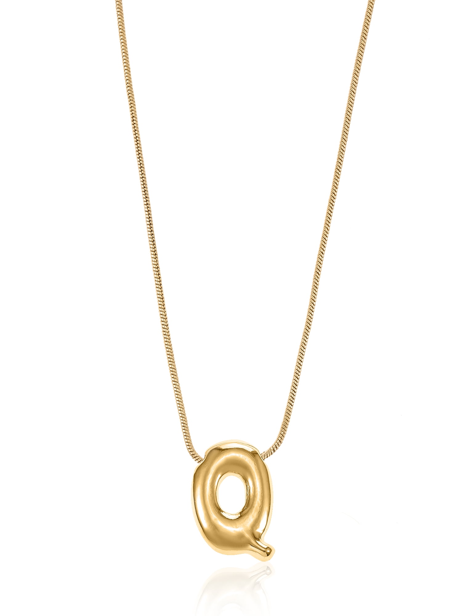 No Boundaries Goldtone Initial Bubble Letter Necklace, 1 Piece, Letter Q
