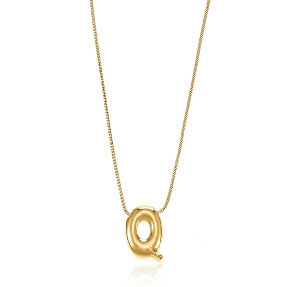 No Boundaries Goldtone Initial Bubble Letter Necklace, 1 Piece, Letter Q