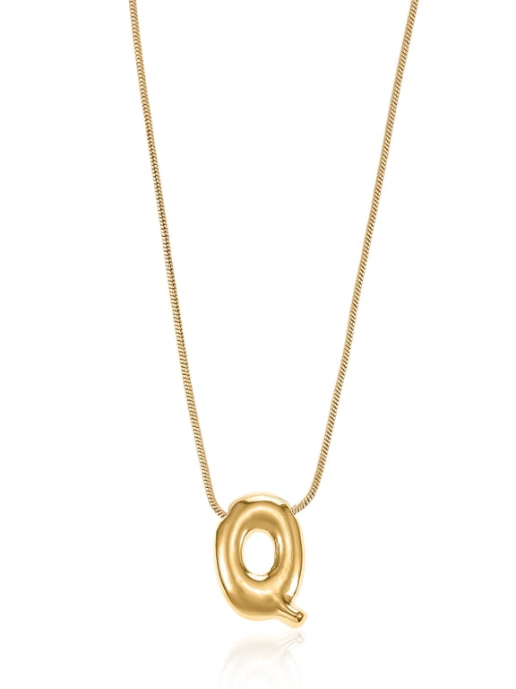 Goldtone Initial Bubble Letter Necklace, 1 Piece, Letter Q