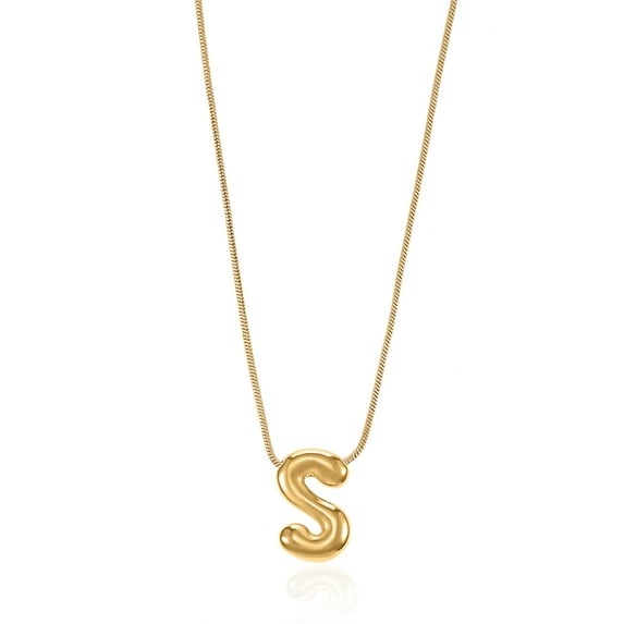 No Boundaries Goldtone Initial Bubble Letter Necklace, 1 Piece, Letter S