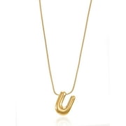 NO BOUNDARIES Goldtone Initial Bubble Letter Necklace, 1 Piece, Letter U