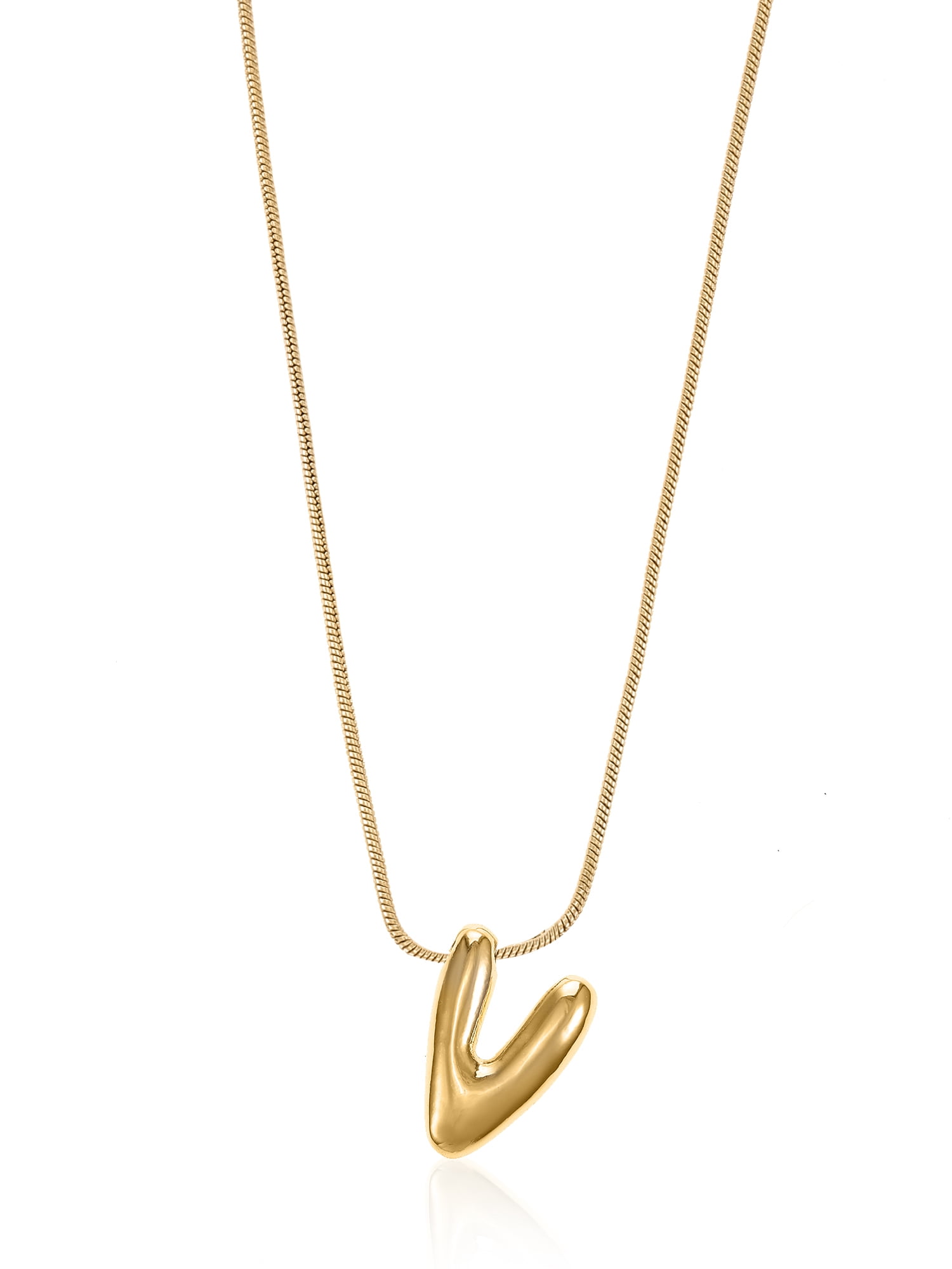 No Boundaries Goldtone Initial Bubble Letter Necklace, 1 Piece, Letter V