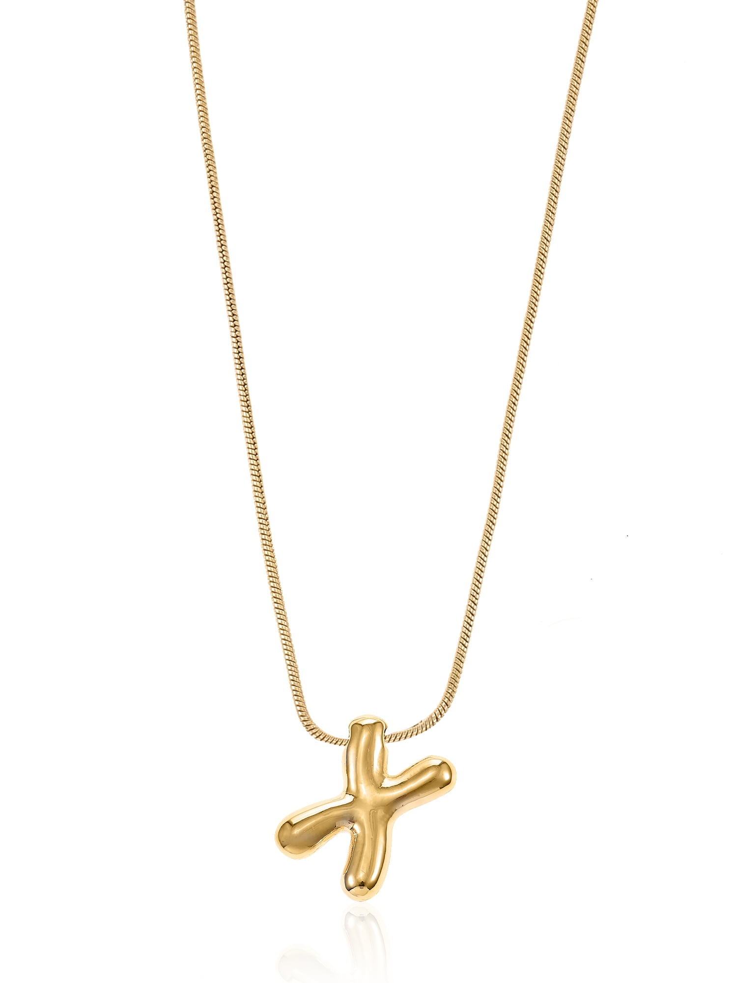 No Boundaries Goldtone Initial Bubble Letter Necklace, 1 Piece, Letter X