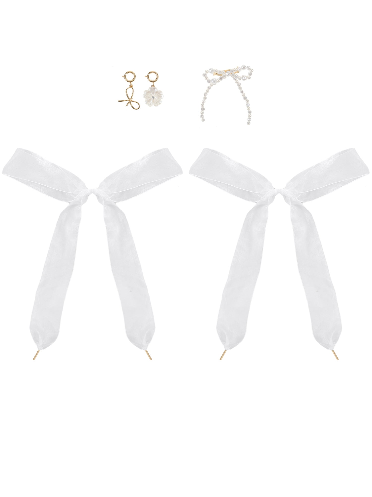 NO BOUNDARIES Goldtone Shoe Laces and Charm Set, White, 4 Pieces