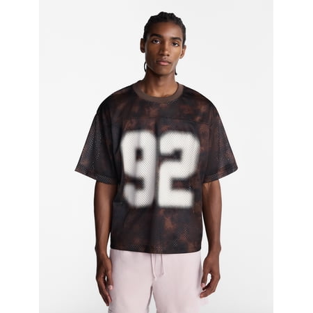 No Boundaries Graphic Boxy Fit Mesh Jersey Style Shirt, Men's XS-5XL