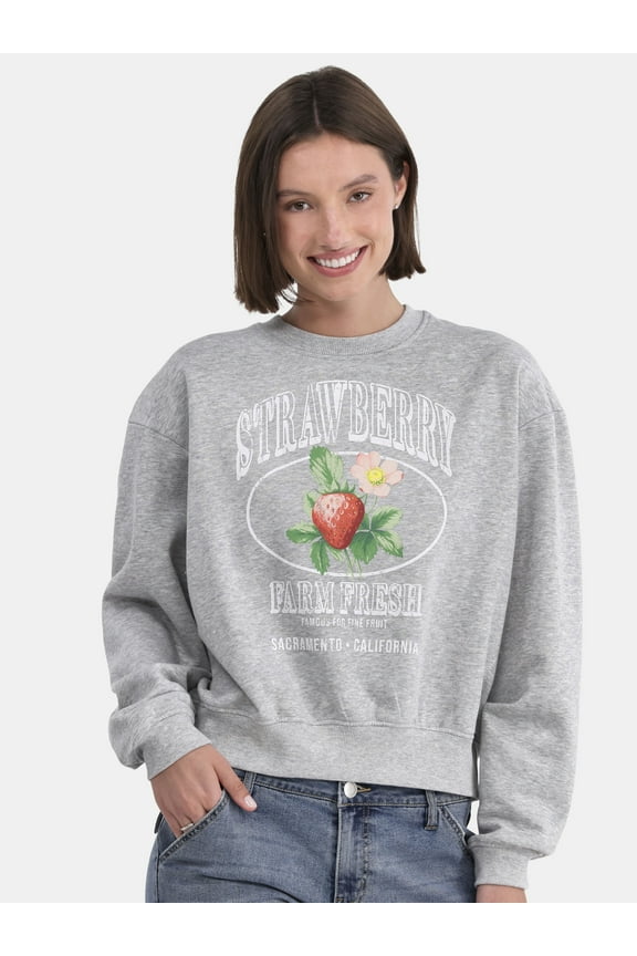 Graphic Crewneck Sweatshirt, Lightweight, Women's and Women’s Plus