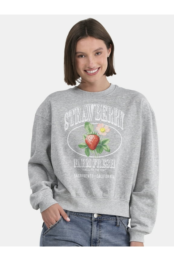 Graphic Crewneck Sweatshirt, Lightweight, Women's and Women’s Plus