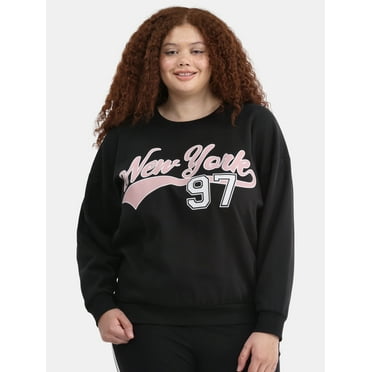 No Boundaries Graphic Crewneck Sweatshirt, Midweight, Women's Plus