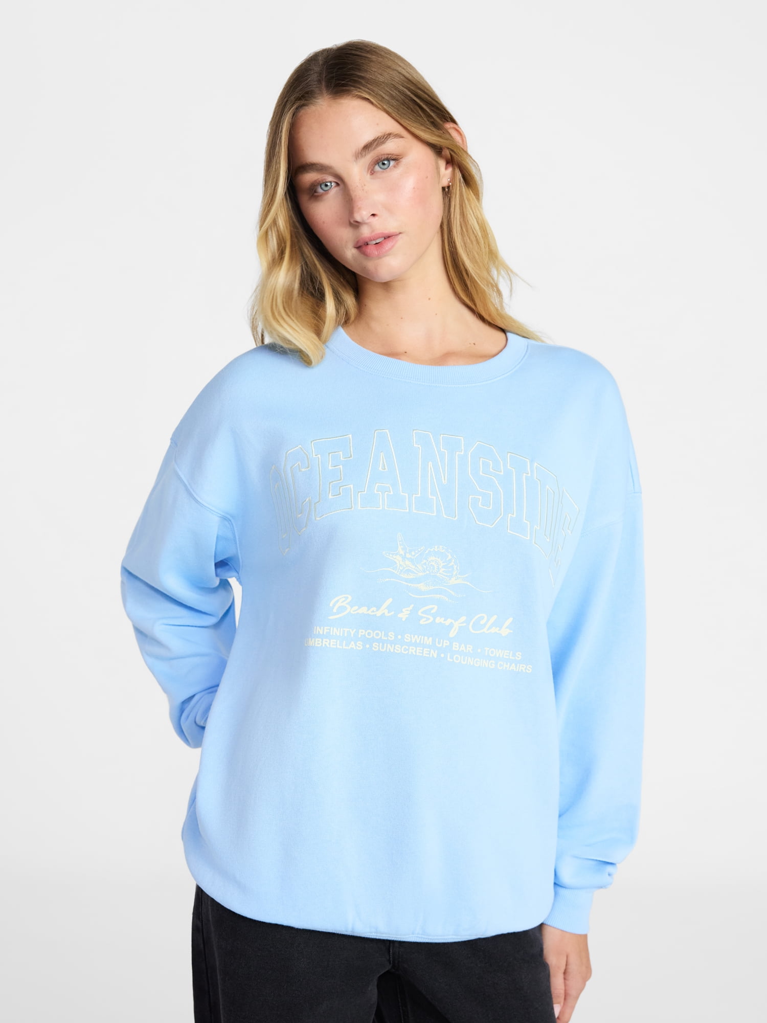 No Boundaries Graphic Crewneck Sweatshirt, Women's and Women's Plus Sizes XXS-4X