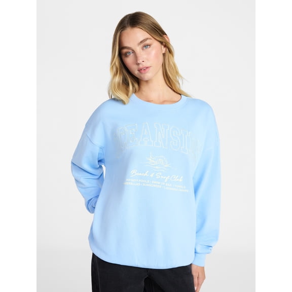 No Boundaries Graphic Crewneck Sweatshirt, Women's and Women's Plus Sizes XXS-4X