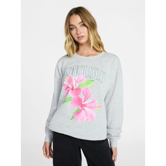 No Boundaries Graphic Crewneck Sweatshirt, Women's XXS-XXL