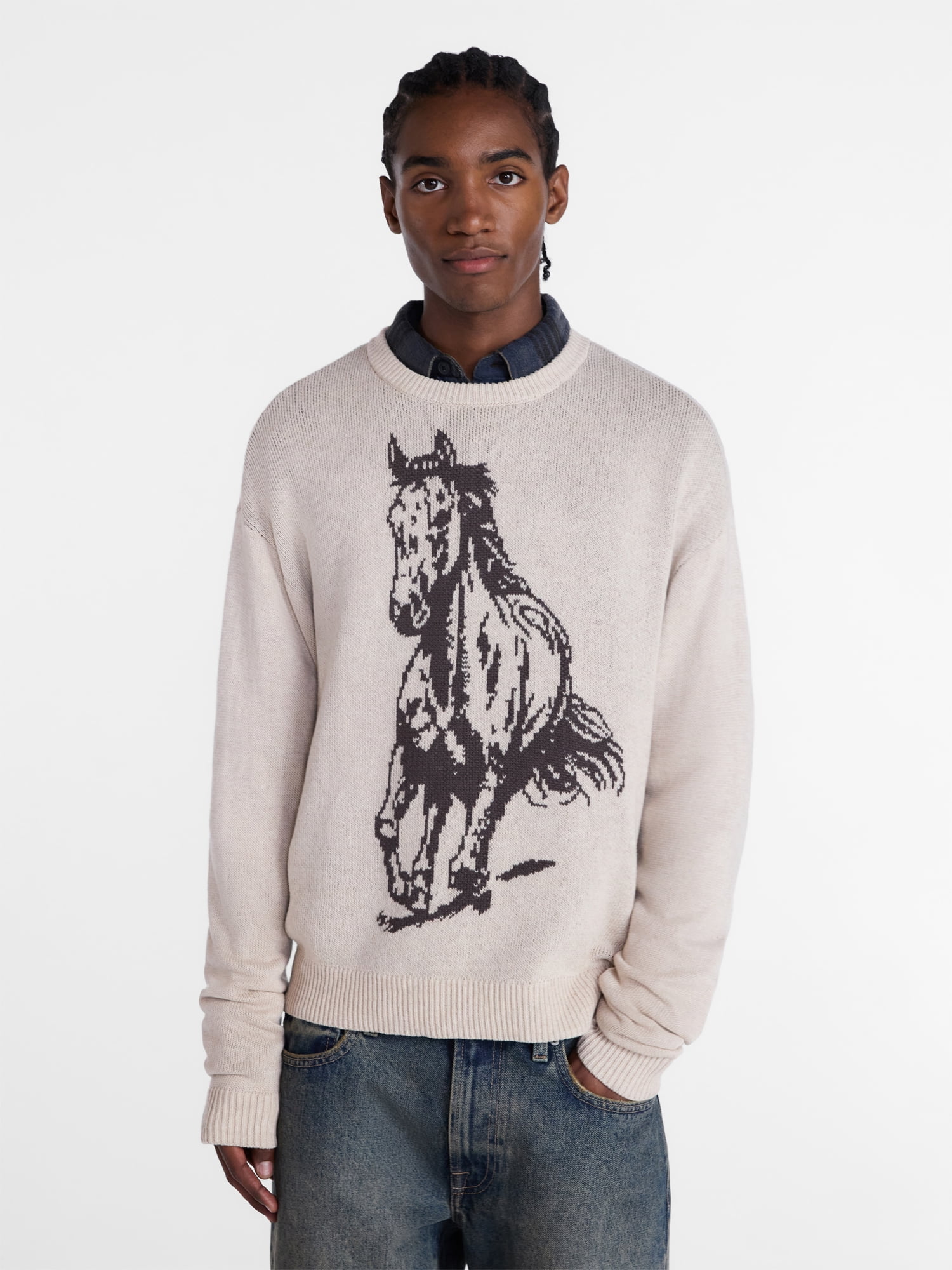 No Boundaries Western Graphic Oversized Fit Sweater, Men's Sizes XS-5XB