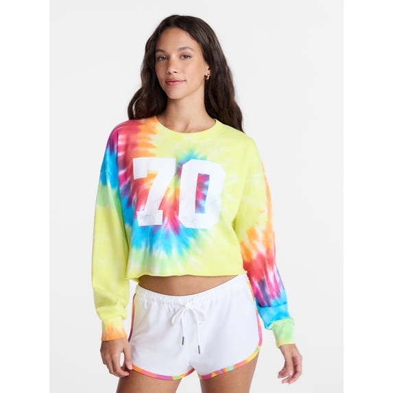No Boundaries Pride Graphic Washed Cropped Crewneck Sweatshirt, Women's XXS-XL
