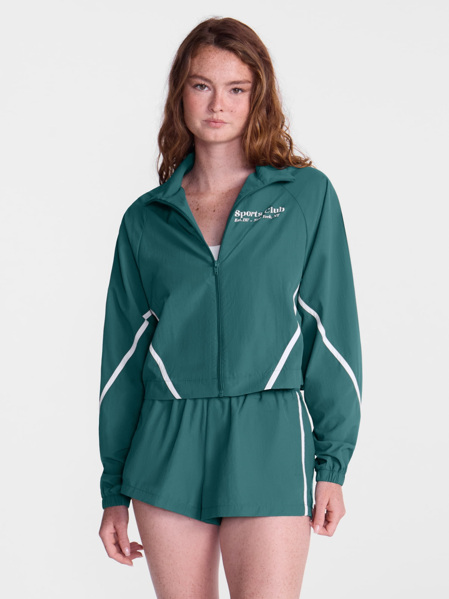 No Boundaries Zip Front Graphic Track Jacket, Women's XXS-XXL