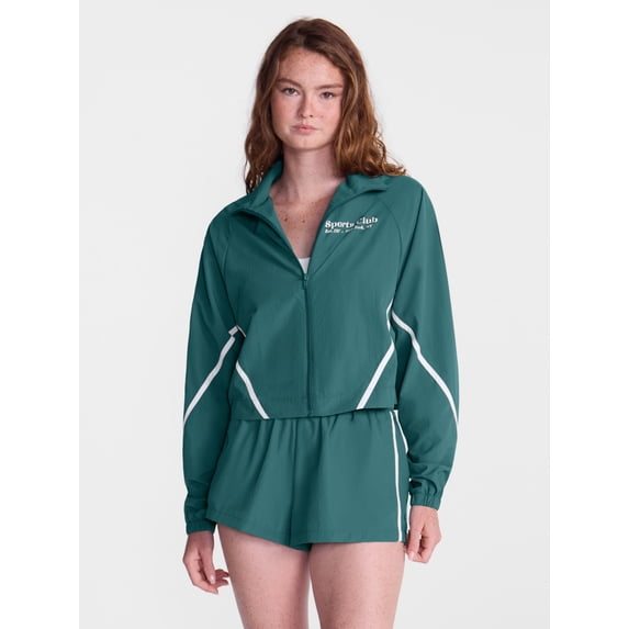 No Boundaries Zip Front Graphic Track Jacket, Women's XXS-XXL