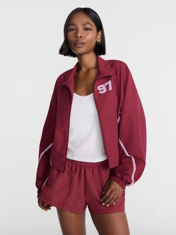 Zip Front Graphic Track Jacket, Women's XXS-XXL