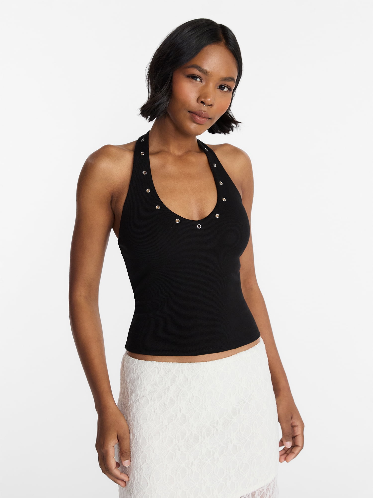 No Boundaries Grommet Halter Top, Women's XXS-XXL