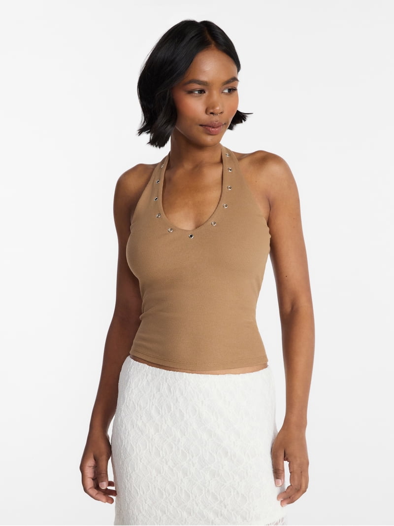 No Boundaries Grommet Halter Top, Women's XXS-XXL - Walmart.com