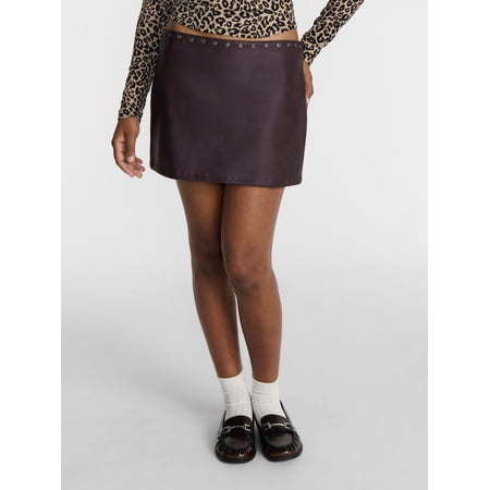 No Boundaries Grommet Faux Leather Mini Skirt, Women’s XXS-XXL