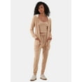 thumbnail image 1 of No Boundaries Hacci Knit Tank Top, Cardigan and Joggers Set, 3-Piece, Women's, 1 of 4
