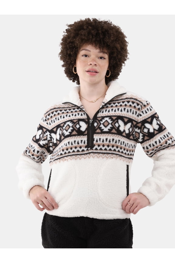 Half Zip Plush Pullover with Pockets, Women's and Women's Plus