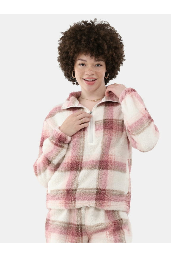 Half Zip Plush Pullover with Pockets, Women's and Women's Plus