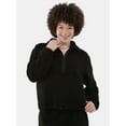 thumbnail image 1 of No Boundaries Half Zip Plush Pullover with Pockets, Women's and Women's Plus, 1 of 11