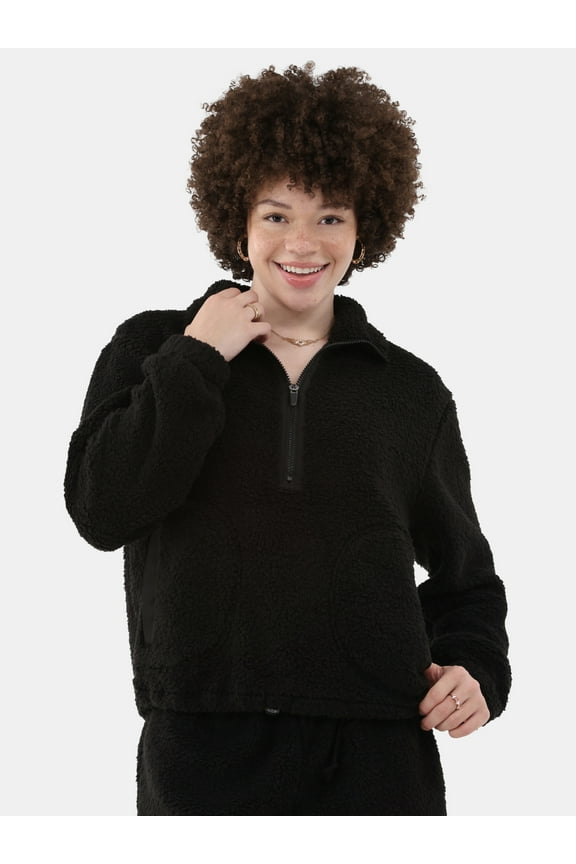 Half Zip Plush Pullover with Pockets, Women's and Women's Plus