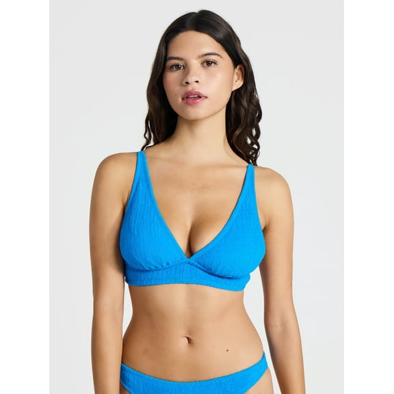 No Boundaries Crinkle Halter Bikini Top, Women’s