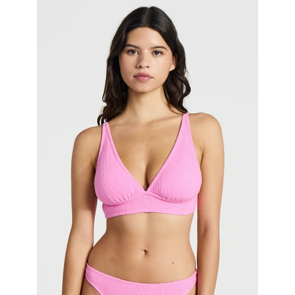 No Boundaries Crinkle Halter Bikini Top, Women’s