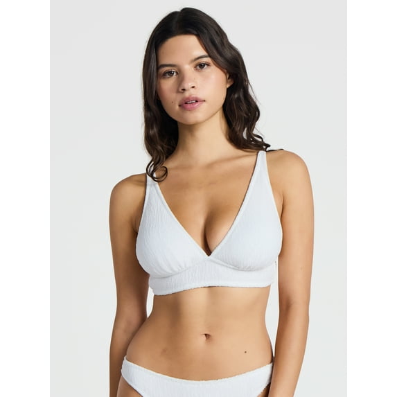 No Boundaries Crinkle Halter Bikini Top, Women’s